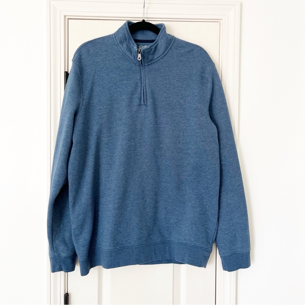 Croft & Barrow kohls extra soft men's quarter zip sweater  blue Men's sweater